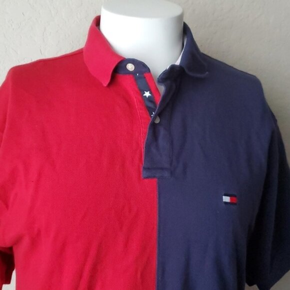 VTG 90's Tommy Hilfiger Color Block Polo size L Small Flag Spell Out bot… - Picture 2 of 7